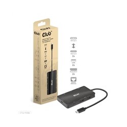 Club3D Dokovací stanice USB-C 7v1, 2xDP, 2xUSB-C, 2xUSB, 1xRJ45, černá