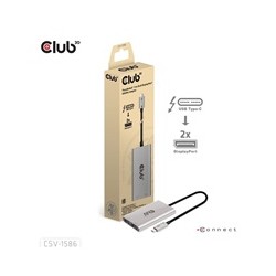 Club3D Video hub Thunderbolt 3 na 2x DP, Dual 4K60Hz nebo Single 8K60Hz/4K120Hz