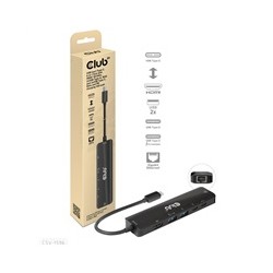 Club3D hub USB-C, 6-in-1 Hub s HDMI 8K30Hz, 2xUSB Type-A, RJ45 a 2xUSB Type-C, Data a PD nabíjení 100W