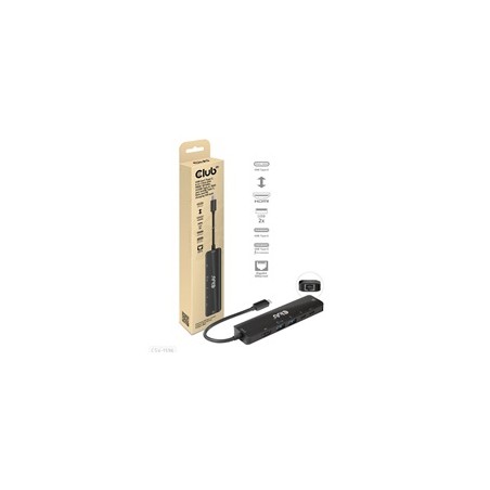 Club3D hub USB-C, 6-in-1 Hub s HDMI 8K30Hz, 2xUSB Type-A, RJ45 a 2xUSB Type-C, Data a PD nabíjení 100W