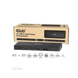 Club3D Dokovací stanice USB-C 14v1, 2xHDMI, 2xDP, 3xUSB-C, 1xUSB-C PD, 2xUSB, 1xRJ45, 1x3.5mm, microSD/SD, černá