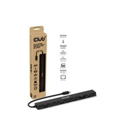 Club3D Dokovací stanice USB-C 10v1, 140W PD, 1xHDMI, 3xUSB-C, 3xUSB, 1xRJ45, černá
