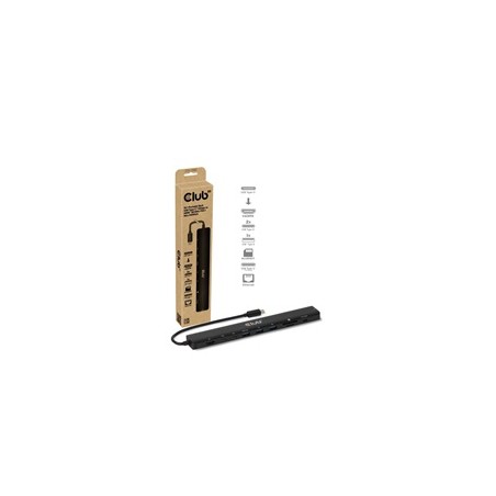 Club3D Dokovací stanice USB-C 10v1, 140W PD, 1xHDMI, 3xUSB-C, 3xUSB, 1xRJ45, černá