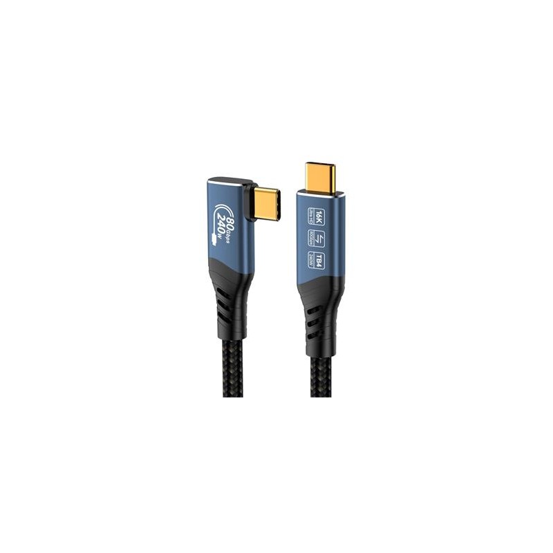 PREMIUMCORD Kabel USB4™ Version2.0 80Gbps 16K@60Hz 240W Thunderbolt 3 a 4 kabel zahnutý 1,2m