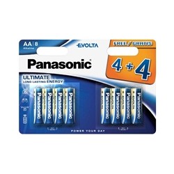 PANASONIC Alkalické baterie Evolta Platinum LR6EGE/8BW 4+4F AA 1,5V (Blistr 8ks)
