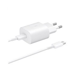 Samsung síťová nabíječka EP-TA800EWE + kabel EP-DA705BWE USB-C, 25W, bílá, (bulk)