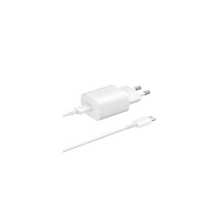 Samsung síťová nabíječka EP-TA800EWE + kabel EP-DA705BWE USB-C, 25W, bílá, (bulk)