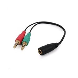GEMBIRD Kabel rozdvojka jack 3,5mm (4 pólový) na 2x3,5mm F/M, 20cm, černá
