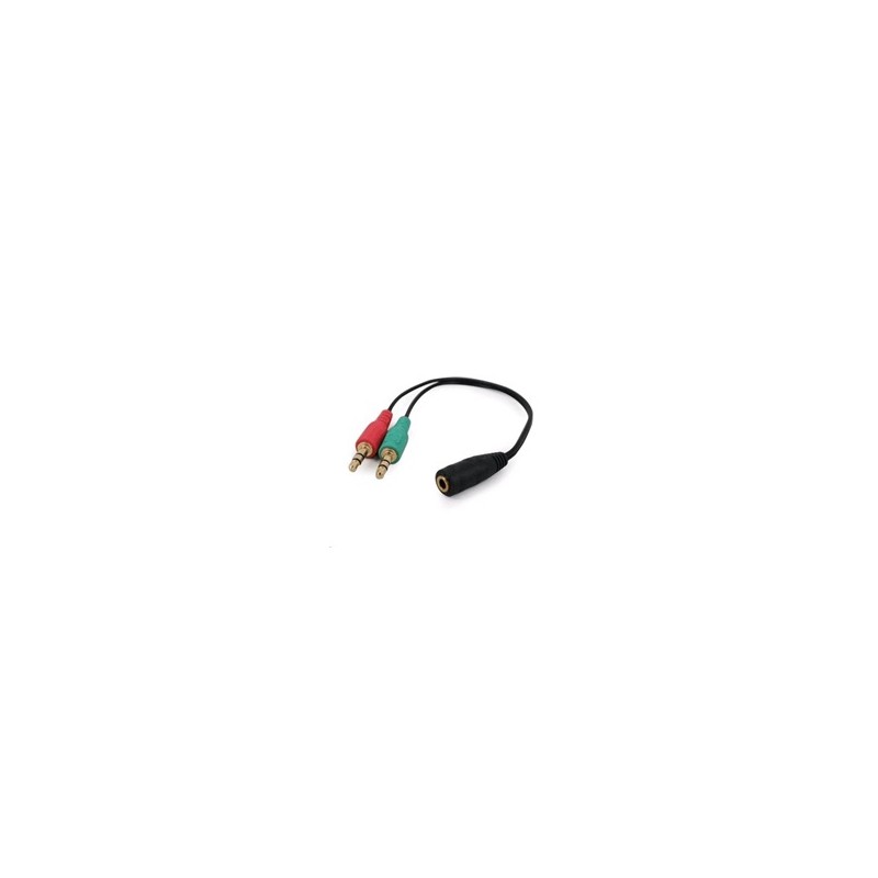 GEMBIRD Kabel rozdvojka jack 3,5mm (4 pólový) na 2x3,5mm F/M, 20cm, černá