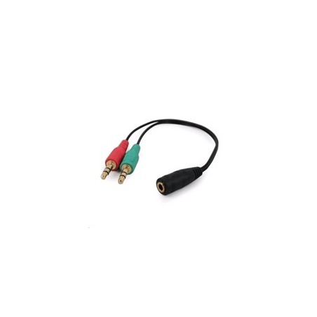 GEMBIRD Kabel rozdvojka jack 3,5mm (4 pólový) na 2x3,5mm F/M, 20cm, černá