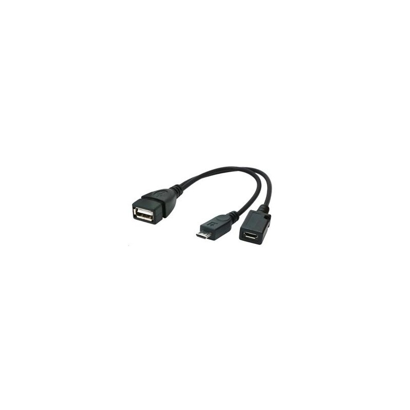 GEMBIRD Kabel CABLEXPERT USB AF/micro BM + micro BF, OTG + dobíjení, 15cm, pro tablety a smartphone
