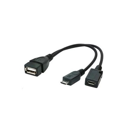 GEMBIRD Kabel CABLEXPERT USB AF/micro BM + micro BF, OTG + dobíjení, 15cm, pro tablety a smartphone
