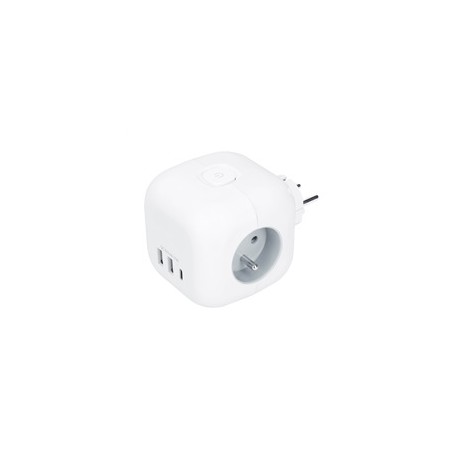 Solight rozbočka kostka, 3x 16A + USB A+C, bílá, vypínač