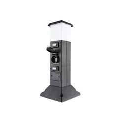 Solight zahradní sloupek IP44 s LED osvětlením, plast, 2 zásuvky, hranol, černý