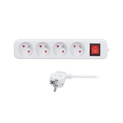 Solight prodlužovací přívod 3m, 4 zásuvky, vypínač, 16A/3680W, PVC, bílý