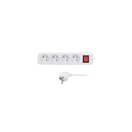 Solight prodlužovací přívod 3m, 4 zásuvky, vypínač, 16A/3680W, PVC, bílý