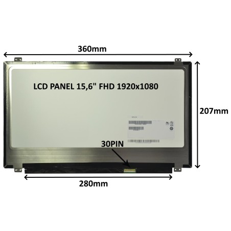 LCD PANEL 15,6" FHD 1920x1080 30PIN MATNÝ IPS / ÚCHYTY NAHOŘE A DOLE 77049210
