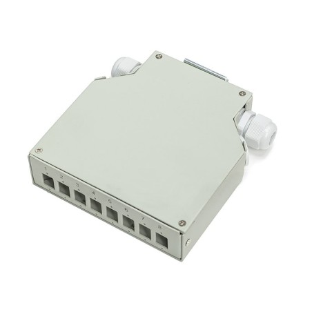 Optický rozvaděč na DIN lištu 8x SC simplex (8x LC duplex) s hřebínky na 16 svarů