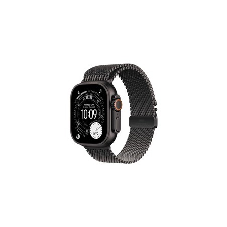 Apple Watch Ultra 3 GPS + Cellular 49mm Black Titanium Case with Black Titanium Milanese Loop - Large