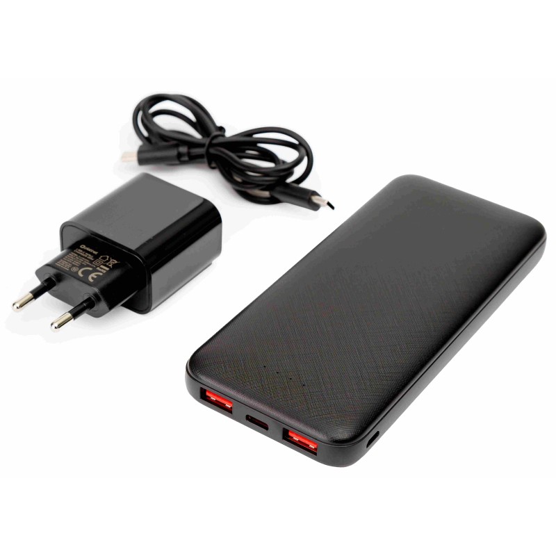 Platinet SET 3v1 Powerbanka 10000 mAh + Nabíječka 20W Power Delivery, kabel USB-C 1m, černá