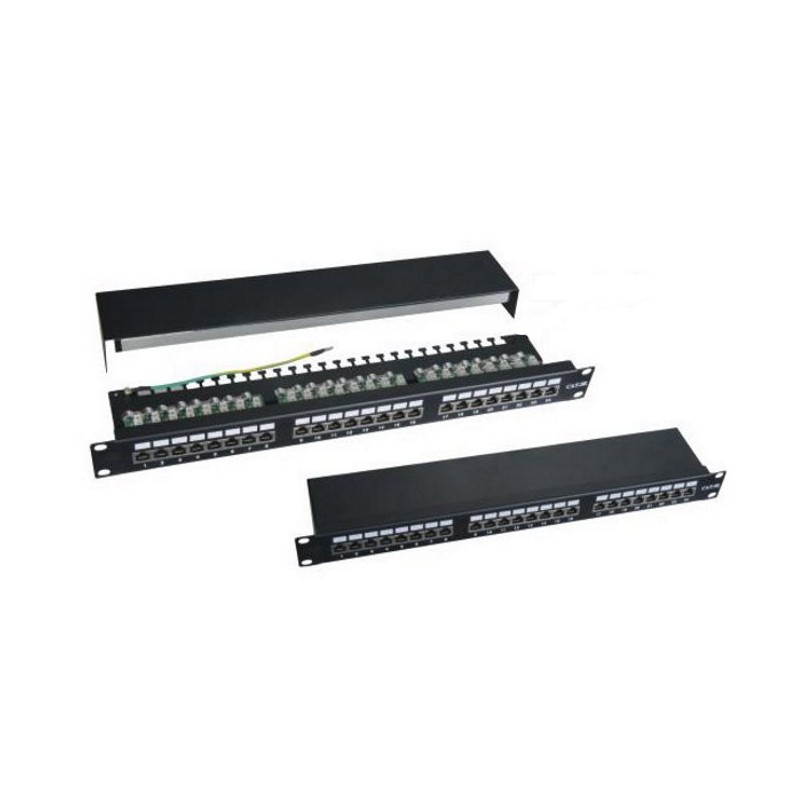 19" Patch panel XtendLan 24port, STP, Cat5E, duální svorkovnice, černý