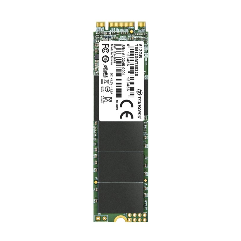 TRANSCEND SSD MTS832S, Single Side, 512GB, M.2 2280, SATA B+M Key, TLC