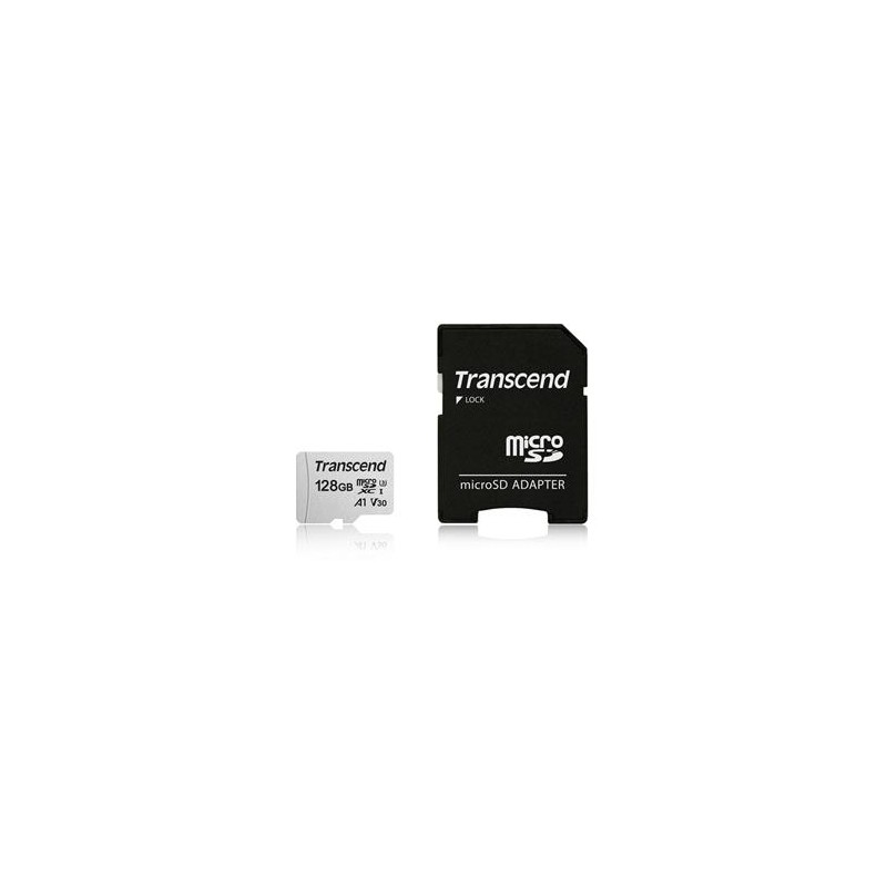 TRANSCEND MicroSDXC karta 128GB 300S, UHS-I U3 V30 + adaptér