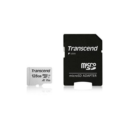 TRANSCEND MicroSDXC karta 128GB 300S, UHS-I U3 V30 + adaptér