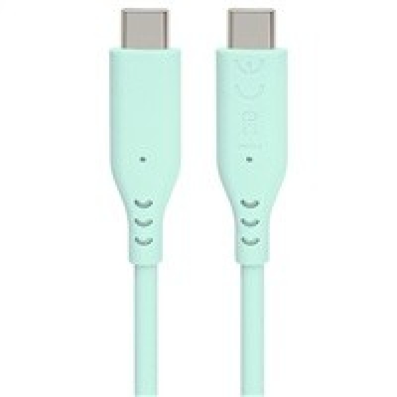 PREMIUMCORD Kabel USB-C na USB-C, 60W, 480Mbps, silikonový, tyrkysový, 1,5m