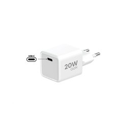 WG - Síťová nabíječka GaN 1x USB-C, PD 20W, 5V-9V-12V, bílá
