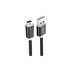 WG - Datový kabel USB Mini-B (5 pins)-USB-A / 1m / nylon braided / black