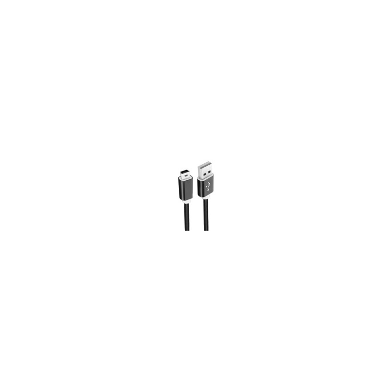 WG - Datový kabel USB Mini-B (5 pins)-USB-A / 1m / nylon braided / black