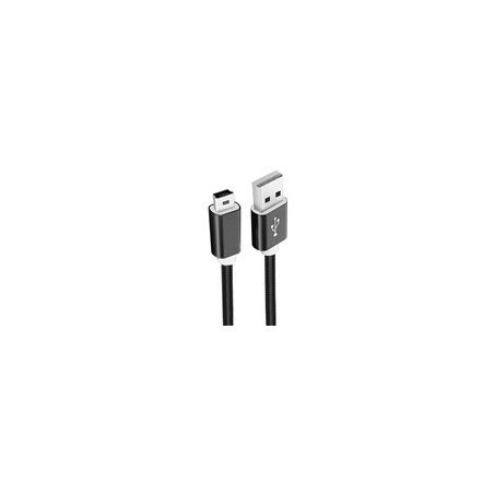 WG - Datový kabel USB Mini-B (5 pins)-USB-A / 1m / nylon braided / black