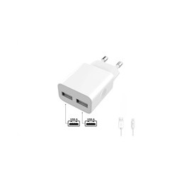 WG - Síťová nabíječka 2x USB-A 2,4A , Smart IC + kabel USB-A na Lightning, white