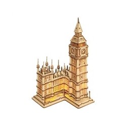 RoboTime dřevěné 3D puzzle hodinová věž Big Ben svítící