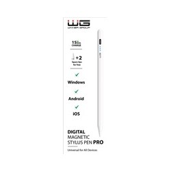 WG - Univerzální pero WG Stylus Pro s magnetickým uchycením, bílá