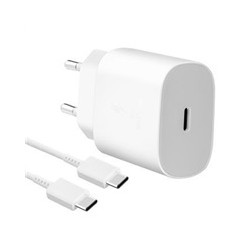 Samsung síťová nabíječka EP-TA800EWE + kabel EP-DA905BWE USB-C, 25W, bílá, (bulk)