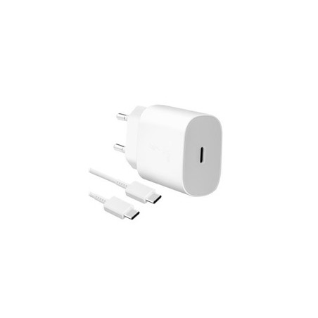 Samsung síťová nabíječka EP-TA800EWE + kabel EP-DA905BWE USB-C, 25W, bílá, (bulk)