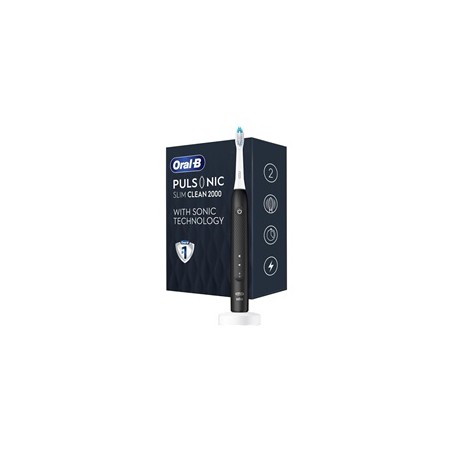 Oral-B Pulsonic Slim Clean 2000 Black, sonický zubní kartáček, 2 režimy čištění, časovač, bělící