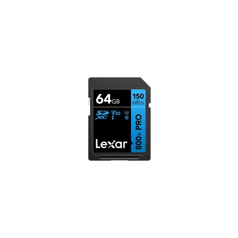 Lexar SDXC 800x Pro UHS-I cards, C10 (V30) U3, R150, 64GB