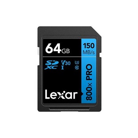 Lexar SDXC 800x Pro UHS-I cards, C10 (V30) U3, R150, 64GB
