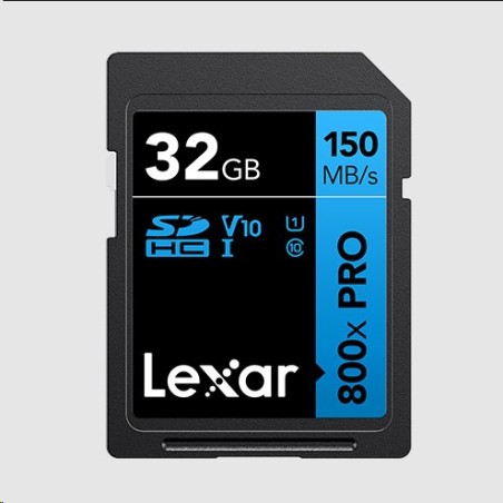 Lexar SDHC 800x Pro UHS-I cards, C10 (V10) U1, R150, 32GB