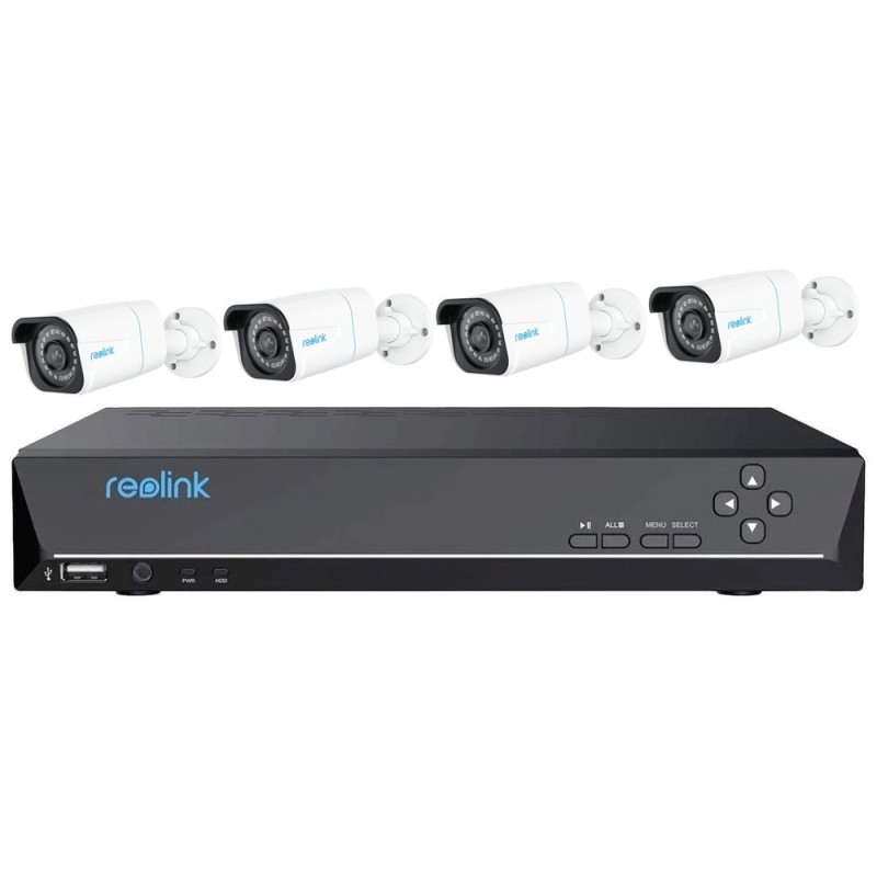REOLINK bezpečnostní kamerový set NVS8-8MB4, RLK8-800B4, 4x Kamera, 8MP, 2TB