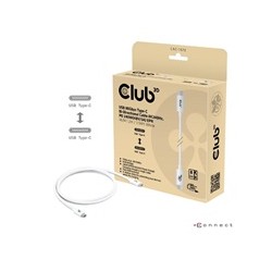 Club3D Kabel USB4 Typ-C, 80Gbps, Certifikovaný kabel, 4K540Hz, 8K240Hz, 16K60Hz, PD 240W, 1.2m, bílá