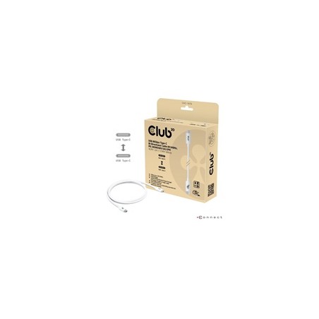 Club3D Kabel USB4 Typ-C, 80Gbps, Certifikovaný kabel, 4K540Hz, 8K240Hz, 16K60Hz, PD 240W, 1.2m, bílá