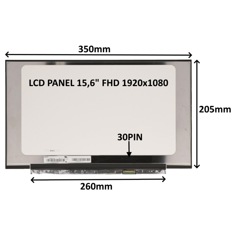 LCD PANEL 15,6" FHD 1920x1080 30PIN MATNÝ IPS / BEZ ÚCHYTŮ 77030215