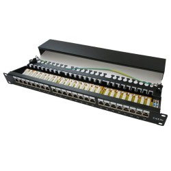 19" Patch panel XtendLan 24port, STP, Cat5E, krone, černý - LED vyhledávání