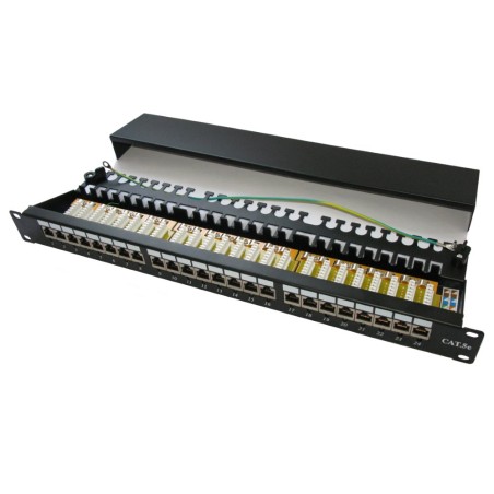 19" Patch panel XtendLan 24port, STP, Cat5E, krone, černý - LED vyhledávání