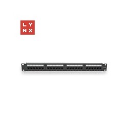 LYNX 19" patch panel 24-port, UTP Cat6, 50µ, nestíněný, černý