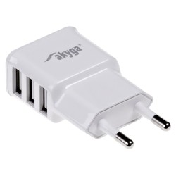 Akyga Síťová USB nabíječka 240V 3100mA 3xUSB bílá
